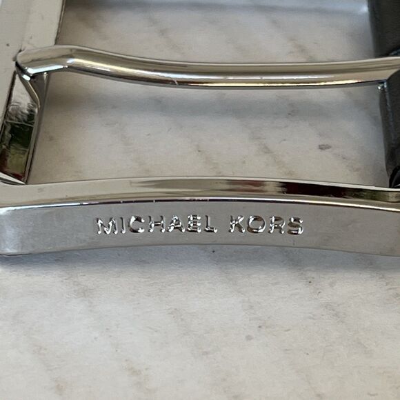 Michael Kors Wide Black Leather Belt Studded Stretchable Size L-XL Preppy Metal main image 9